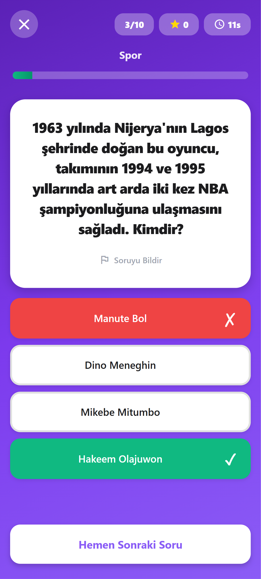 Quiz Ekranı